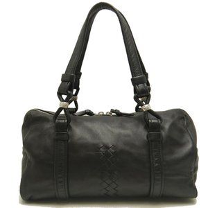 BOTTEGA VENETA Mini Boston Bag, Lambskin, Black, Outlet, 253031
